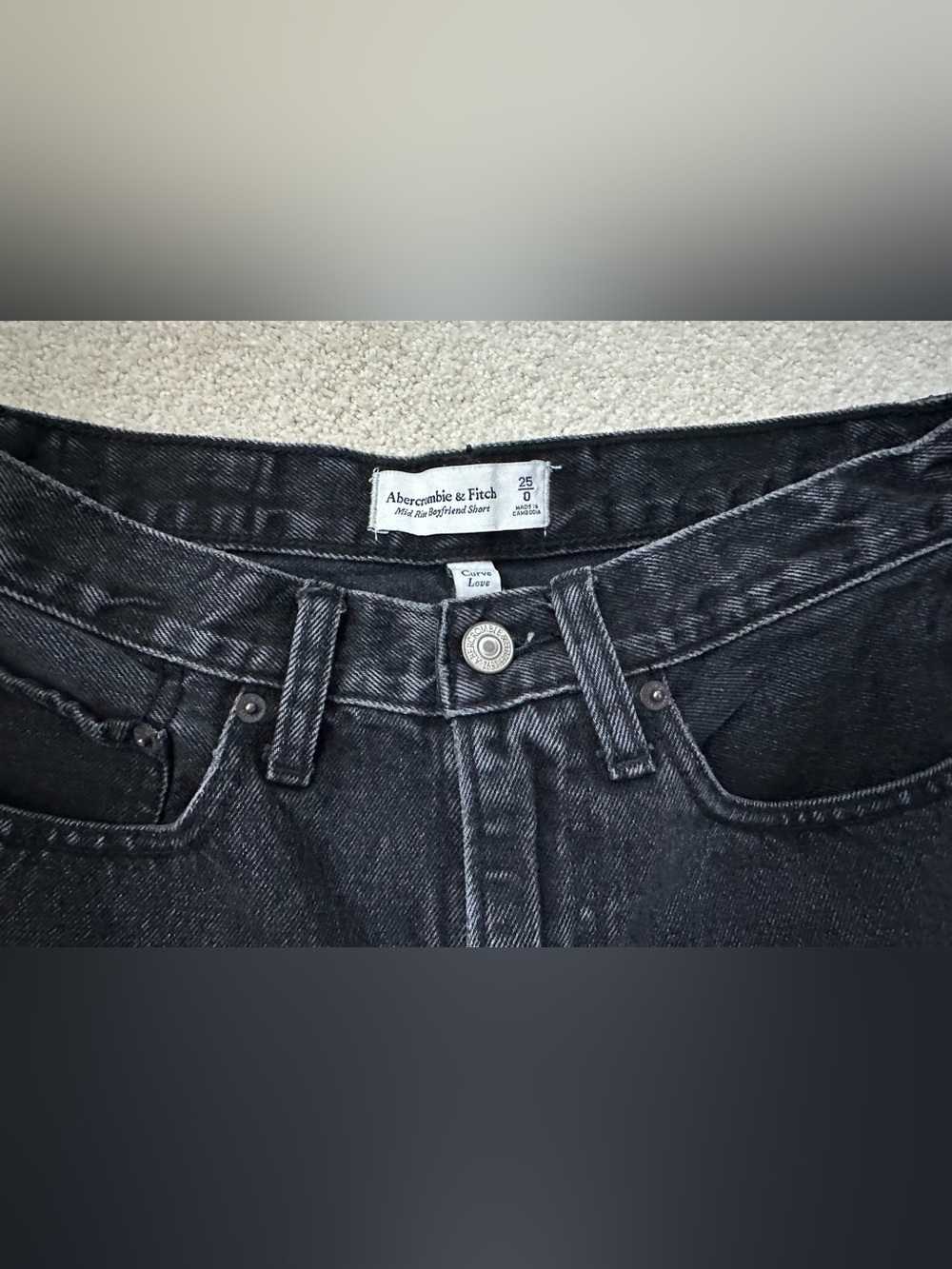 Abercrombie & Fitch Black Wash Mid Rise Boyfriend Shorts